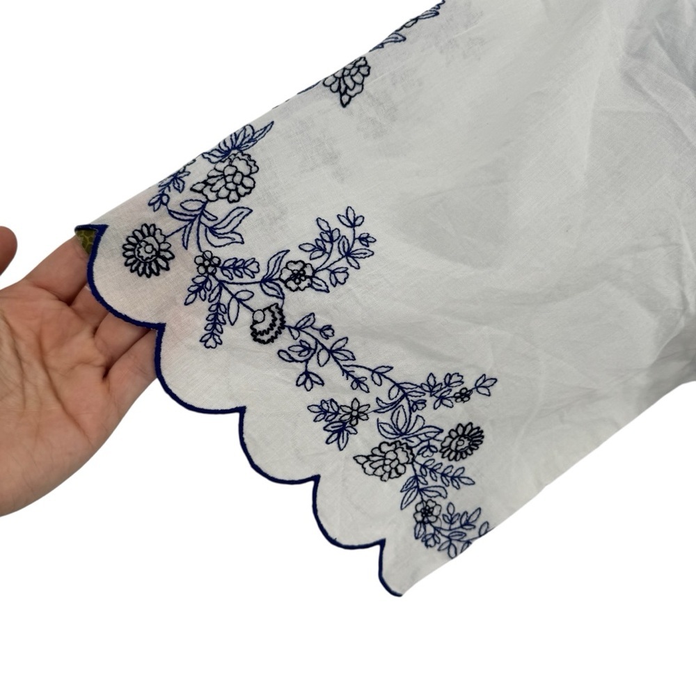 Collections Etc. 100% Cotton White Floral Embroidered Peasant Dress Medium - Picture 3 of 11